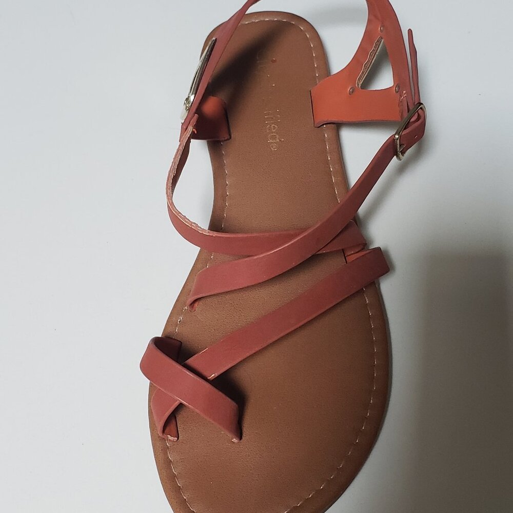 City Classied Burnt Orange Sandals with Gold Embellishment - Picture 5 of 12